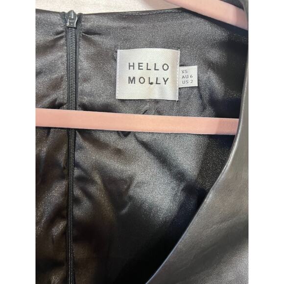 Hello Molly Faux Black Leather Dress Size 2 Long Sleeves EUC - Picture 5 of 6
